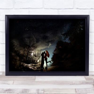 Kiss Hug Embrace Love Romantik romantisches Paar Regenschirm Wandkunstdruck