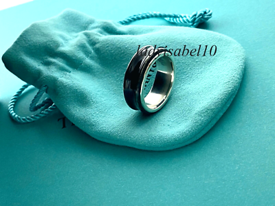 Sz 8.25 Tiffany & Co. 1837 Titanium Silver Galaxy Wide Band Ring W