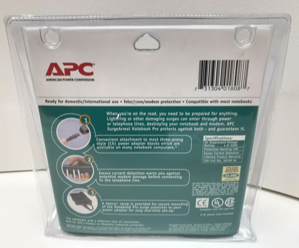 APC PNOTEPRO3 SurgeArrest Computer Notebook Pro Surge Protector -NEW - Image 3 of 4