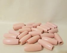 Lot of 24 Large Pink Oval Oblong Wood Macrame Plant Hanger Craft Beads 50mm 2"