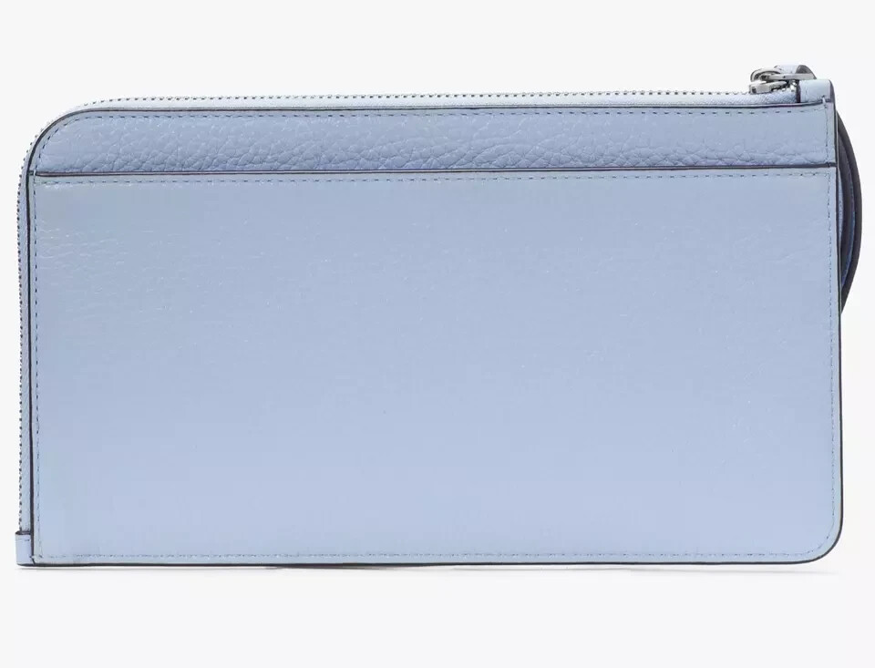 Kate Spade Lucy Blue Leather Medium L-Zip Wristlet KE574 Wallet