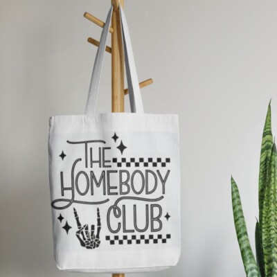 The Homebody Club Skull Canvas Shopping Tote Reusable Tote Bag