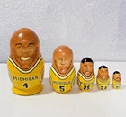 University of Michigan Wolverines Nesting Doll Basketball 5 Piece Signed MockBa