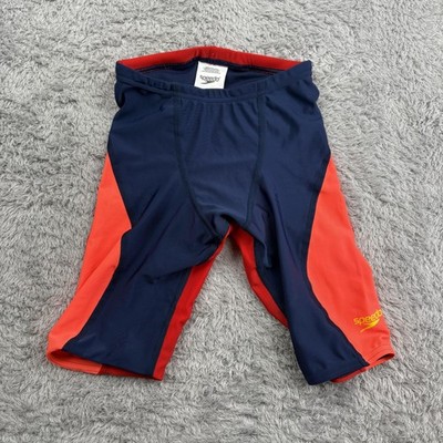 Speedo Eco ProLT Jammer Swimsuit Size 24 Navy Red Boys Swim Team UPF 50+ New