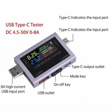 Dual Usb Type C Tester 4.5-50v 8a Digital Display Voltmeter Ammeter Power Bank Dual Usb Type C Tester 4.5-50v 8a Digital Display Voltmeter Ammeter Power Bank