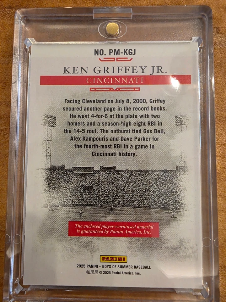 2025 Panini Boys of Summer Ken Griffrey 6/10 Player Worn Patch by the Kid - Image 2 of 2