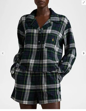 Lauren Ralph Lauren Women  s Plaid Shortie Cotton 2-Piece Pajama Set Sz. S