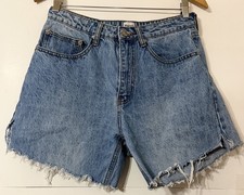Princess Polly High Rise Cut Off Light Blue Denim Women's Shorts US 6
