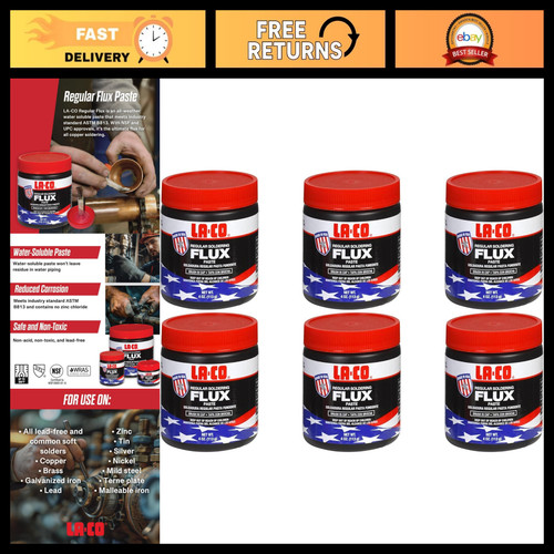 Lead-Free Soldering Flux Paste 6-Pack, 4 oz Brush-in-Cap, Water-Soluble, DIY Rep