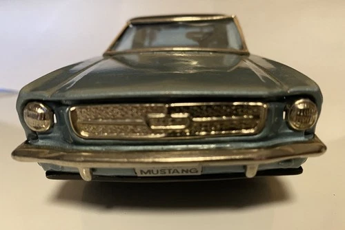 Vintage Ford Mustang Light Blue Tin Toy Battery Operated Made in Japan (Bandai?)