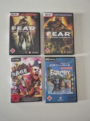 4x PC Spiele FSK 18 - F.E.A.R. Extraction Point + Mission Persus, Rage 2, Farcry