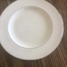 Edgerton BRIDAL VEIL 6.5” Bread Butter Plates SET/8 Cream White Platinum Trim