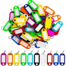 50X New Plastic Key Tags, Flexible Key Labels with Split Ring Label Window, Key