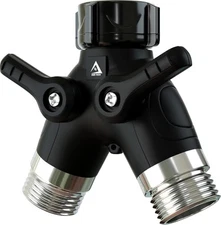 Garden Hose Splitter 2 Way Heavy Duty | Faucet Adapter with Long Handle, 