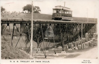 D&B Danville & Bloomsburg Trolley Bridge Montour County RPPC Photo Postcard COPY
