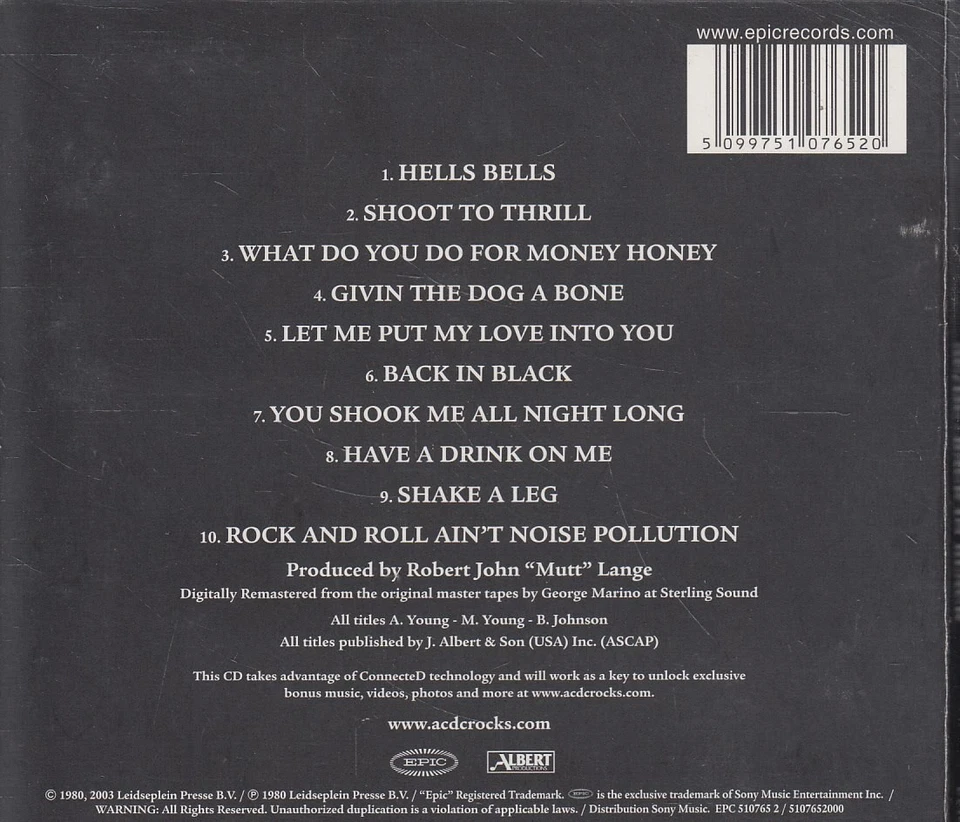 AC/DC "Back in Black" CD-Album (Digipak) - Bild 2 von 2