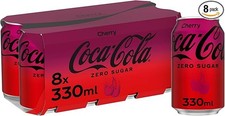 Image of Coca-Cola Zero Sugar Cherry 8 x 330ml Cans | Sugar Free Soft Drink Pack