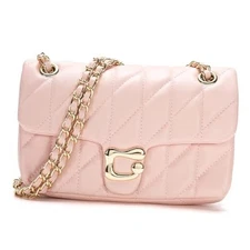 Quilted Crossbody Purse for Women Trendy - Ladies Shoulder Bag Light Pink