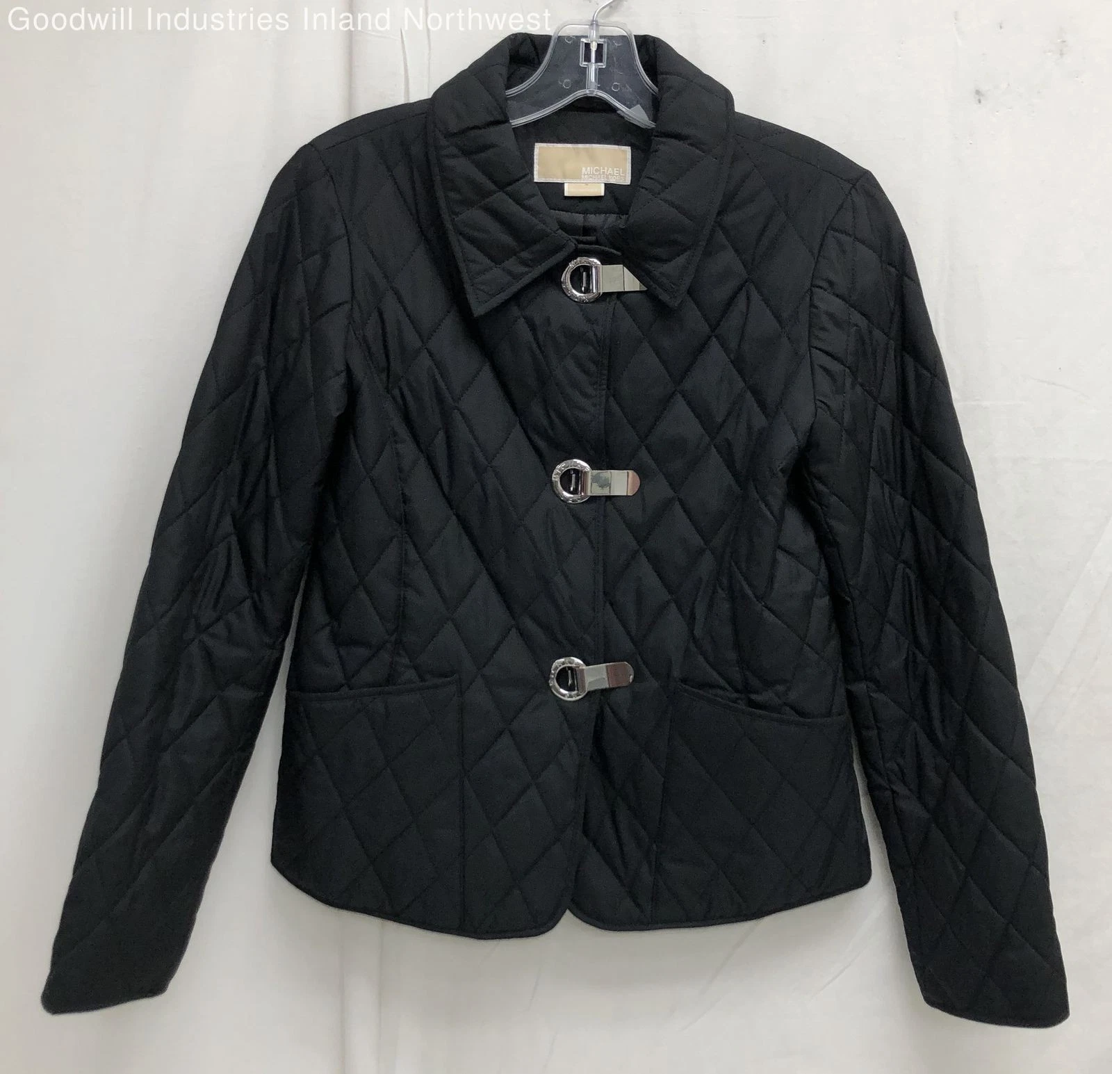 Giacca trapuntata donna Michael Kors nera chiusura a scatto con bottoni taglia PP