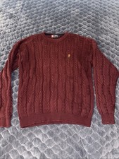 Vintage Chaps Ralph Lauren Men's Burgundy Cable Knot Pullover Sweater  XL