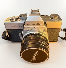Minolta SRT 101 Film Camera MC rokkor PF 55mm F/1.7 with Leather Case 35mm Film