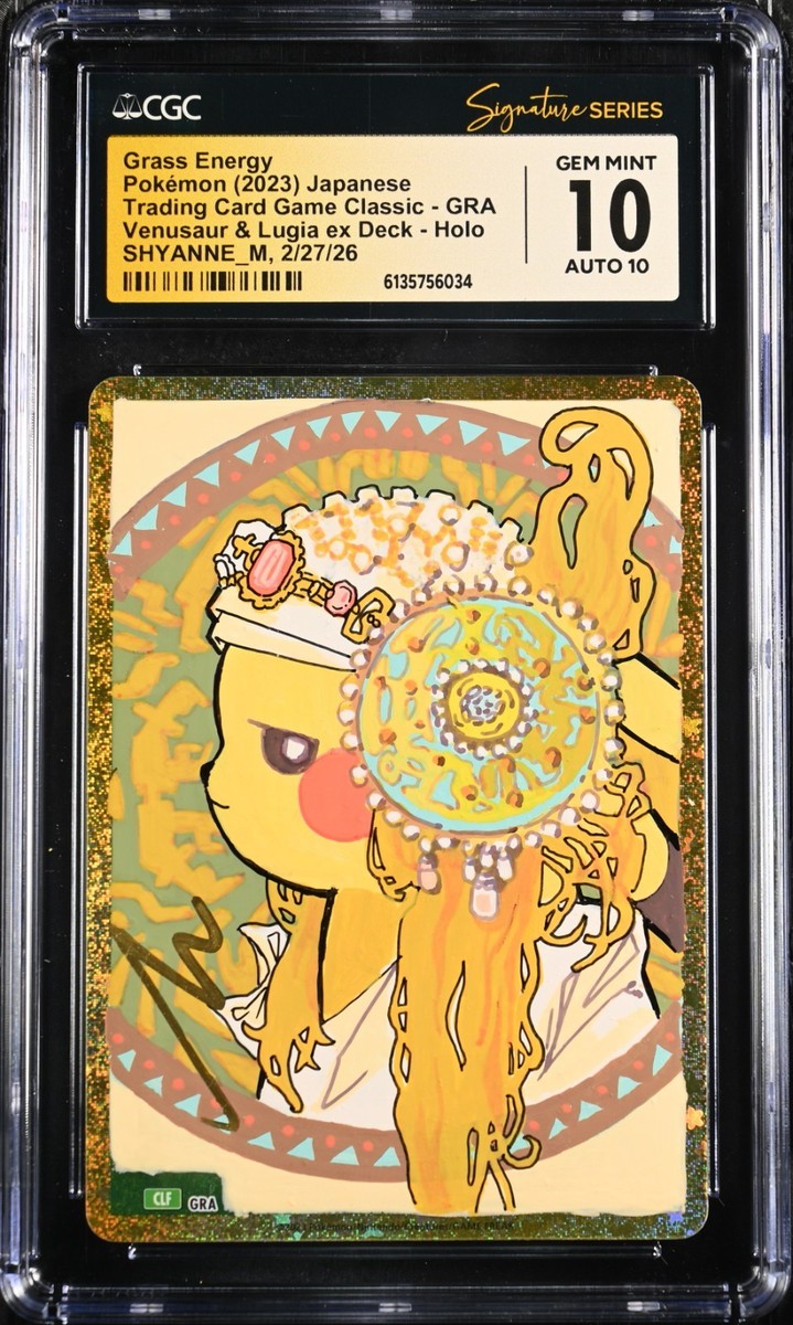 CGC 10 GEM MINT AUTO 10 Grass Energy Shyanne_M Signature Pikachu