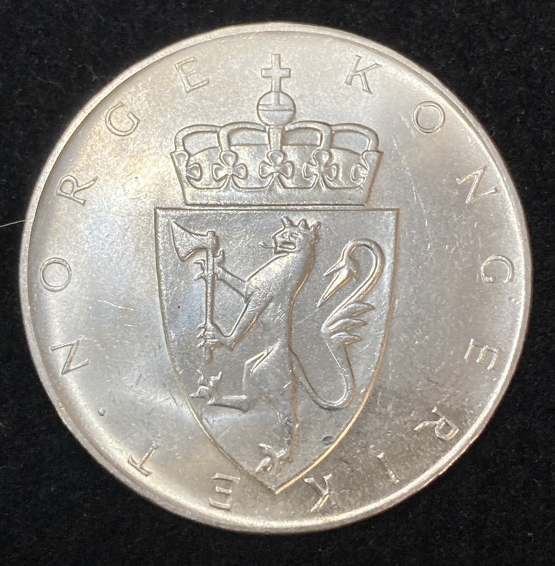1964 Norway Silver 10 Kroner, Gem Uncirculated, 150th Constitution Anniversary 