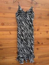 Express 9 / 10 B&W Zebra Print Cocktail Dress MKA M L Lined Spaghetti Strap