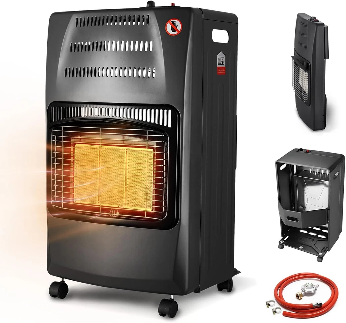 Termoventilatore Elettrico M-P M80901 2kW - Riscaldatore D'aria Per Officina E Cantiere - Nero/Rosso - 2