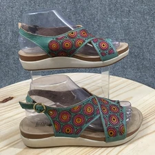 LArtiste Spring Step Sandals Womens 38 Erice Wedge Slingback Multicolor Leather