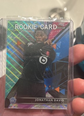 2021-22 Topps Finest Champions LeJonathan David #41 Aqua Wave Refractor /75 (RC)