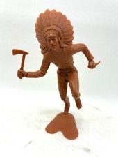 Louis Marx Indian Chief Figure 6" Vintage Plastic Toy 1964 USA Western War