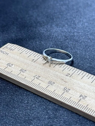 10k White Gold Over Sterling Ring Setting- Size 7- 1.6 Grams-Vintage Estate Find