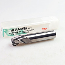YG 1/2" x 1/2 x 5/8 x 2-1/2 R.12 Carbide End Mill 3 Flute E5G97962 ALU-POWER