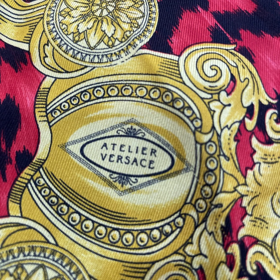 Atelier Versace барокко пончо плащ халат красное золото леопард клетку редкая винтажный #a121 - Изображение 2 из 4