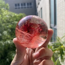 0.6LB 2.3" Red Fire Sphere Ball Quartz Crystal Healing Reiki Energy Gift Decor