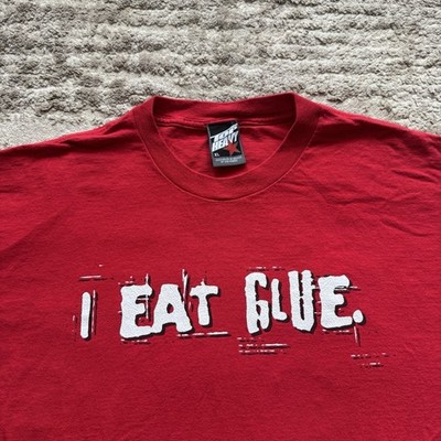 Vintage Y2K 2001 Top Heavy I EAT GLUE Tee Funny Obscure Men s XL Red Drug Parody