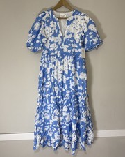 Hyacinth House Floral Print Dress Long Light Blue Women’s Medium NWT