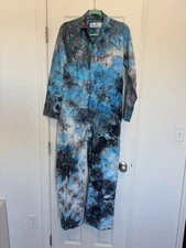 Coveralls Men's Small Tie Dye Ice Dye Red Cap Jumpsuit Blue Festival Hippy Rave