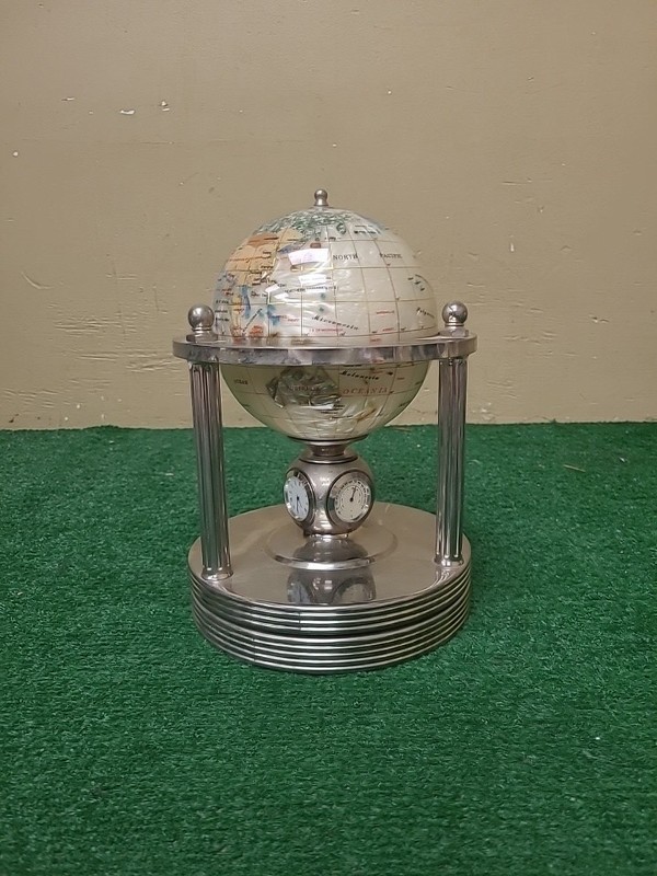 Mother of Pearl Gemstone Rotating Globe Clock & More (BFEB-07-022)