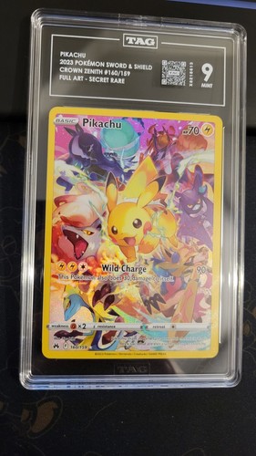 Pikachu #160/159 - Crown Zenith - Full Art Secret Rare Pokemon Card- TAG 9 Mint - Picture 8 of 9