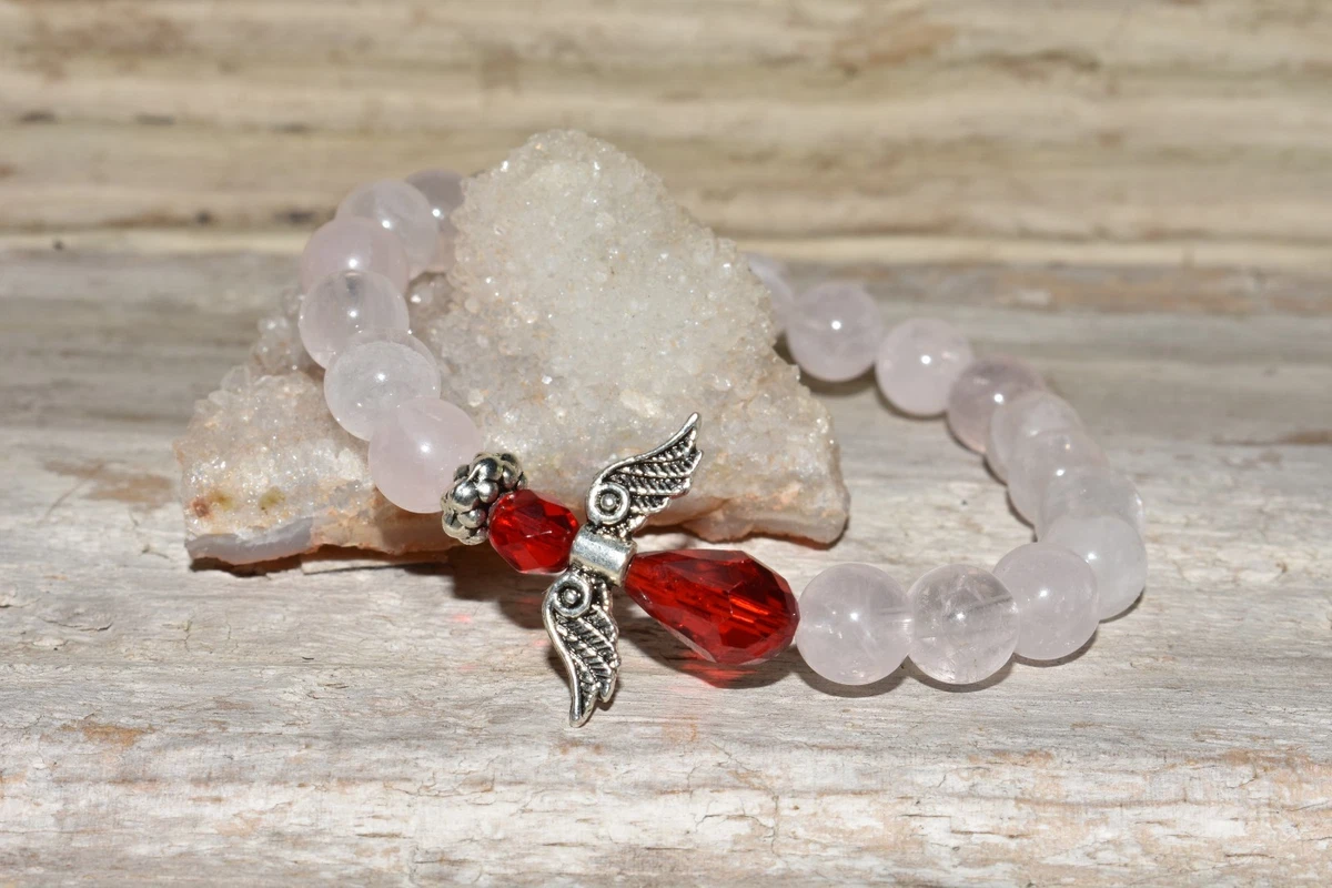 Rose Quartz Bracelet Red Crystal Angel Unconditional Love Gift