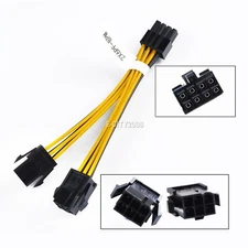 NEW 18AWG GPU Power Video Card Adapter Cable Dual 6 Pin Female to 8 Pin Male 