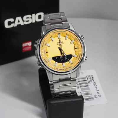未使用品 CASIO AMW-880D-9AV イエロー 黄色 アナデジ CASIO 腕時計 カシオ ワールドタイム アナデジ クオーツ メンズ