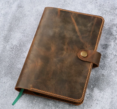 Book Notebook Jacket Cover Slipcase Case Bag Cow Leather Black