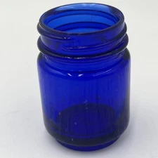 Vintage Embossed 1940’s Vicks Vap-or-rub Cobalt blue Jar Without Lid Or Label