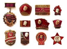 Lot of Vintage Medal, Pin Badges Lenin Communist, Hammer Sickle Soviet Russia