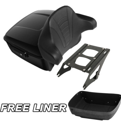 Black King Trunk Backrest Pad Mount Rack For Harley Electra Glide 14-26 25 Black