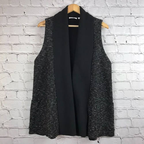 White Boucle Knit Open Front Felt Lined 
