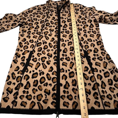 Rachel Zoe Cardigan 1X Full Zip Leopard Cheetah Print Heavy Knit Sweater Jacket - Picture 5 of 6